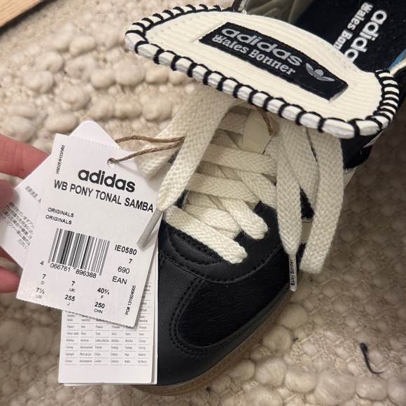 NW box Adidas IE0580 sz 7.5 men Wales Bonner Samba Pony Tonal Low Core Black - Picture 4 of 5